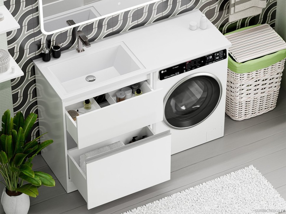 Тумба под раковину без столешницы Misty Ингрид 70 напольная, под стиральную машину, белая