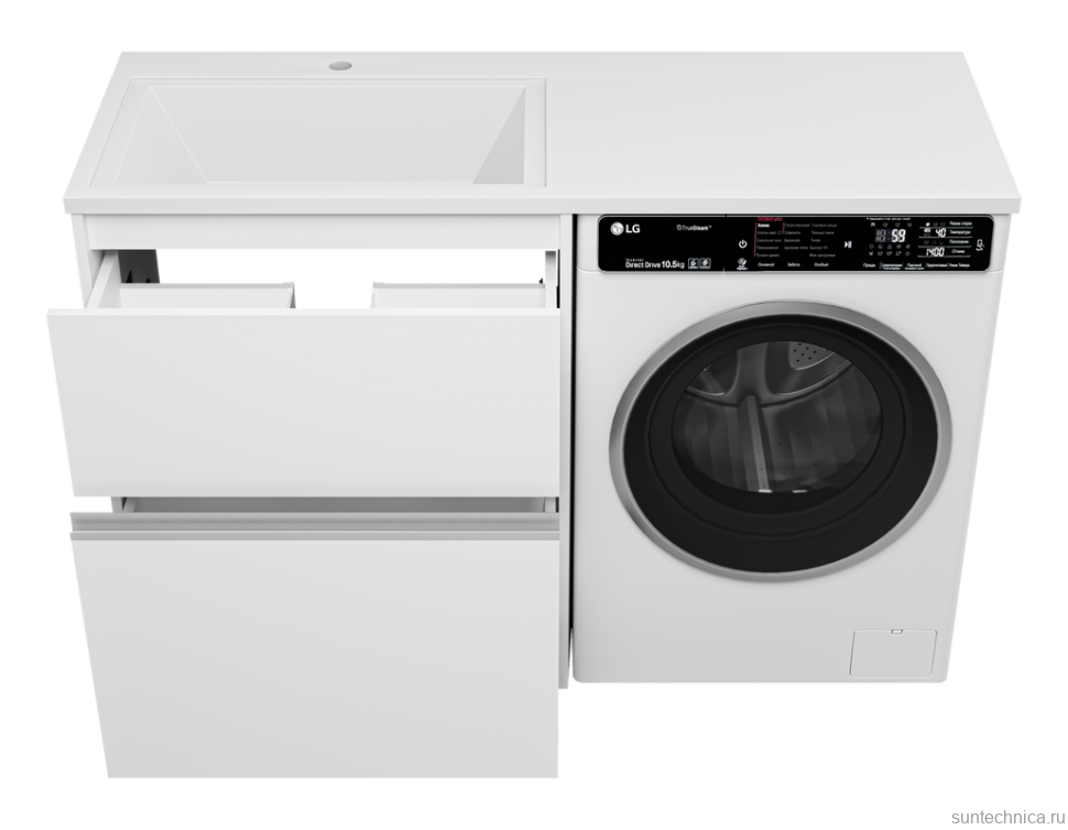 Тумба под раковину без столешницы Misty Ингрид 70 напольная, под стиральную машину, белая