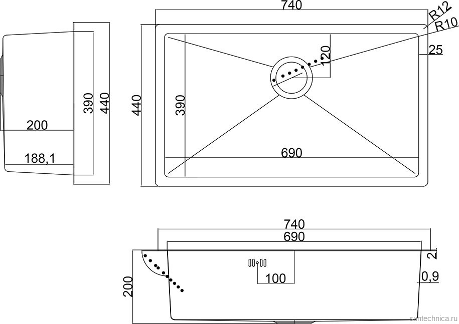 Мойка кухонная Steel Hammer SH 7444 сталь