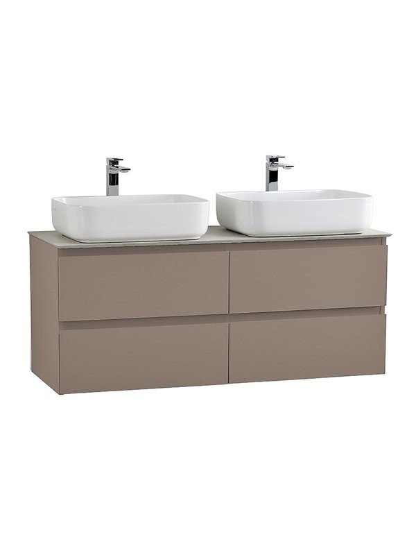 Тумба под раковину со столешницей BelBagno Kraft 120 подвесная, матовая бежевая, столешница kep-120-2-cem, для двоих