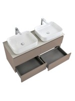 Тумба под раковину со столешницей BelBagno Kraft 120 подвесная, матовая бежевая, столешница kep-120-2-cem, для двоих