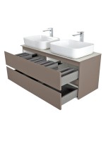 Тумба под раковину со столешницей BelBagno Kraft 120 подвесная, матовая бежевая, столешница kep-120-2-cem, для двоих