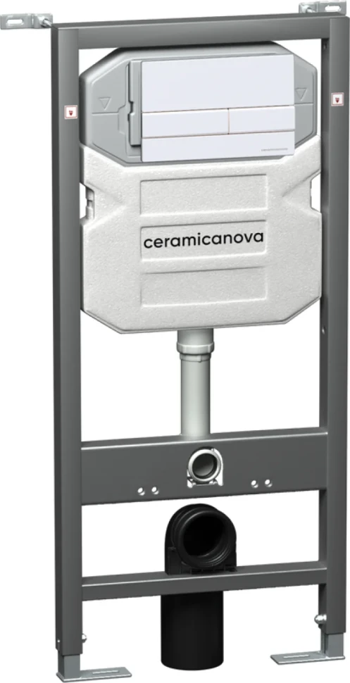 Комплект Унитаз подвесной Ceramicanova Metric CN3007 безободковый, с микролифтом + Инсталляция Envision CN1002W + Кнопка Flat, белая