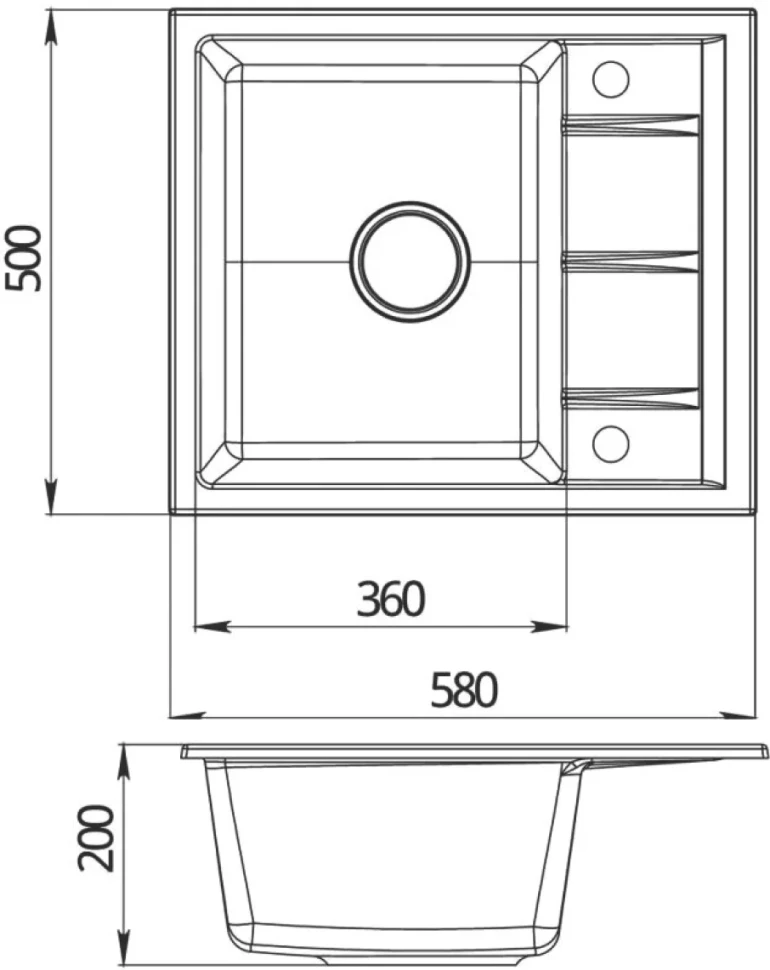 Мойка кухонная Emar Quartz EMQ-1580.Q Оникс