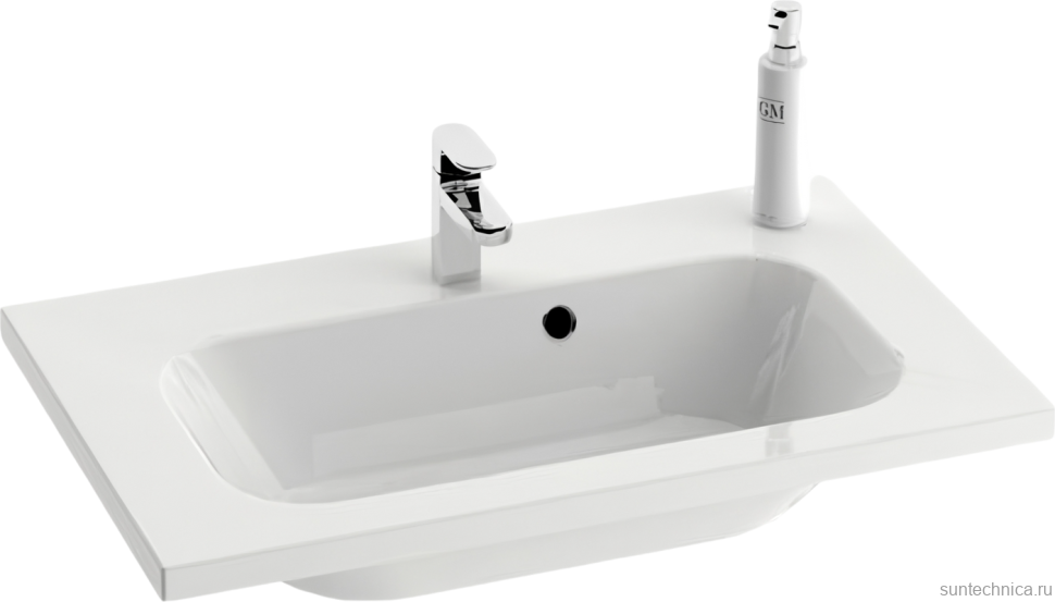 Тумба с раковиной Ravak Chrome II SD 70 глянцевая белая, ручки черные 152 мм