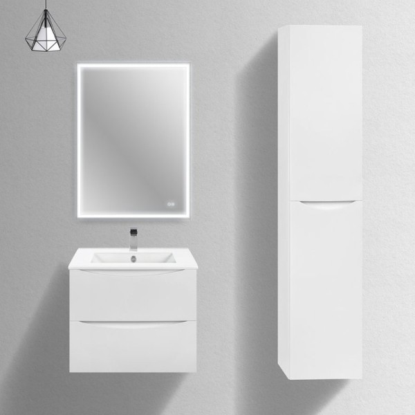 Мебель для ванной комнаты Vincea Mia Slim 60, 2 ящика, белая глянцевая