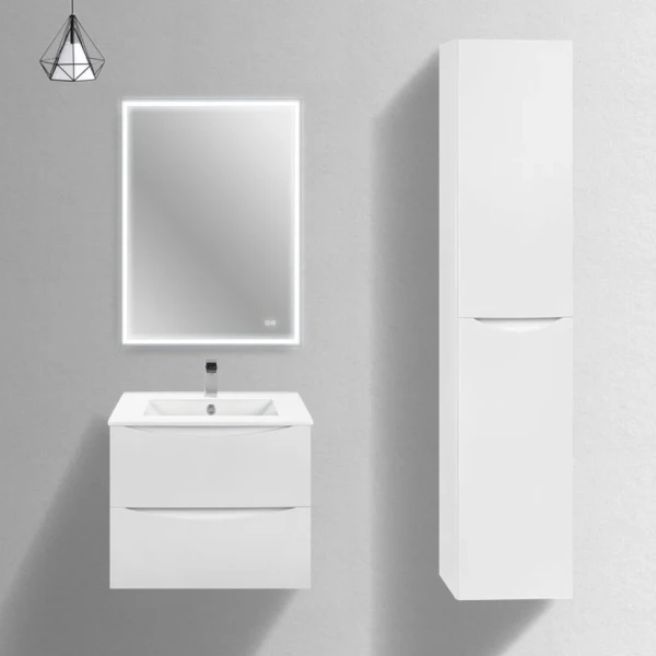 Мебель для ванной комнаты Vincea Mia Slim 60, 2 ящика, белая глянцевая