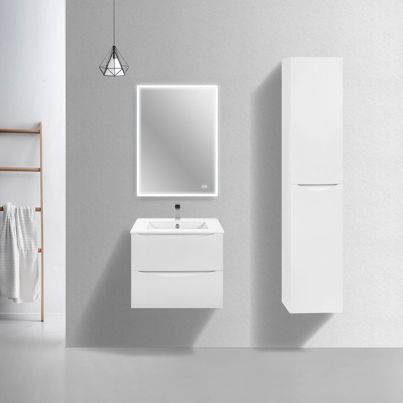 Мебель для ванной комнаты Vincea Mia Slim 60, 2 ящика, белая глянцевая