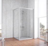 Душевой уголок Vegas Glass ZP+ZPV 100*100 07 01 профиль матовый хром, стекло прозрачное