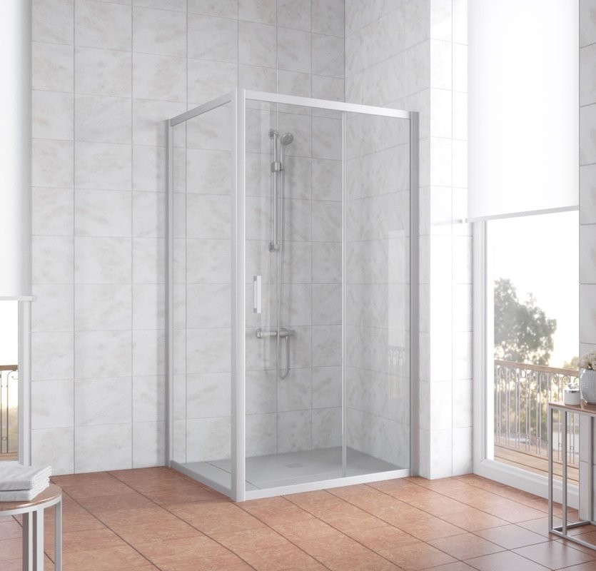 Душевой уголок Vegas Glass ZP+ZPV 100*100 07 01 профиль матовый хром, стекло прозрачное