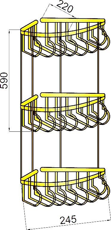 Полка Boheme Imperiale 10428 угловая, тройная, золото