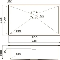 Комплект Мойка Omoikiri Taki 74-U/IF-IN нержавеющая сталь + Измельчитель Nagare slim 1250-AZ azur blue