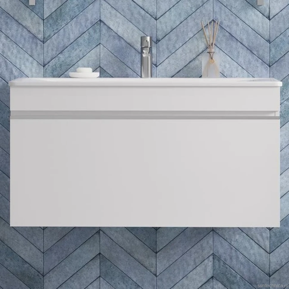 Тумба с раковиной Velvex Pulsus 100 белая