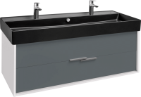 Мебель для ванной комнаты Jacob Delafon Vivienne 120 белая блестящая, серый матовый, раковина черная