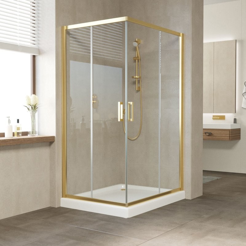 Душевой уголок Vegas Glass ZA-F Tur Novo 120*100 09 01 профиль золото, стекло прозрачное