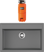 Комплект Мойка Omoikiri Daisen 77-GR leningrad grey + Измельчитель Nagare slim 1250