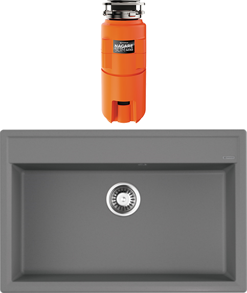 Комплект Мойка Omoikiri Daisen 77-GR leningrad grey + Измельчитель Nagare slim 1250