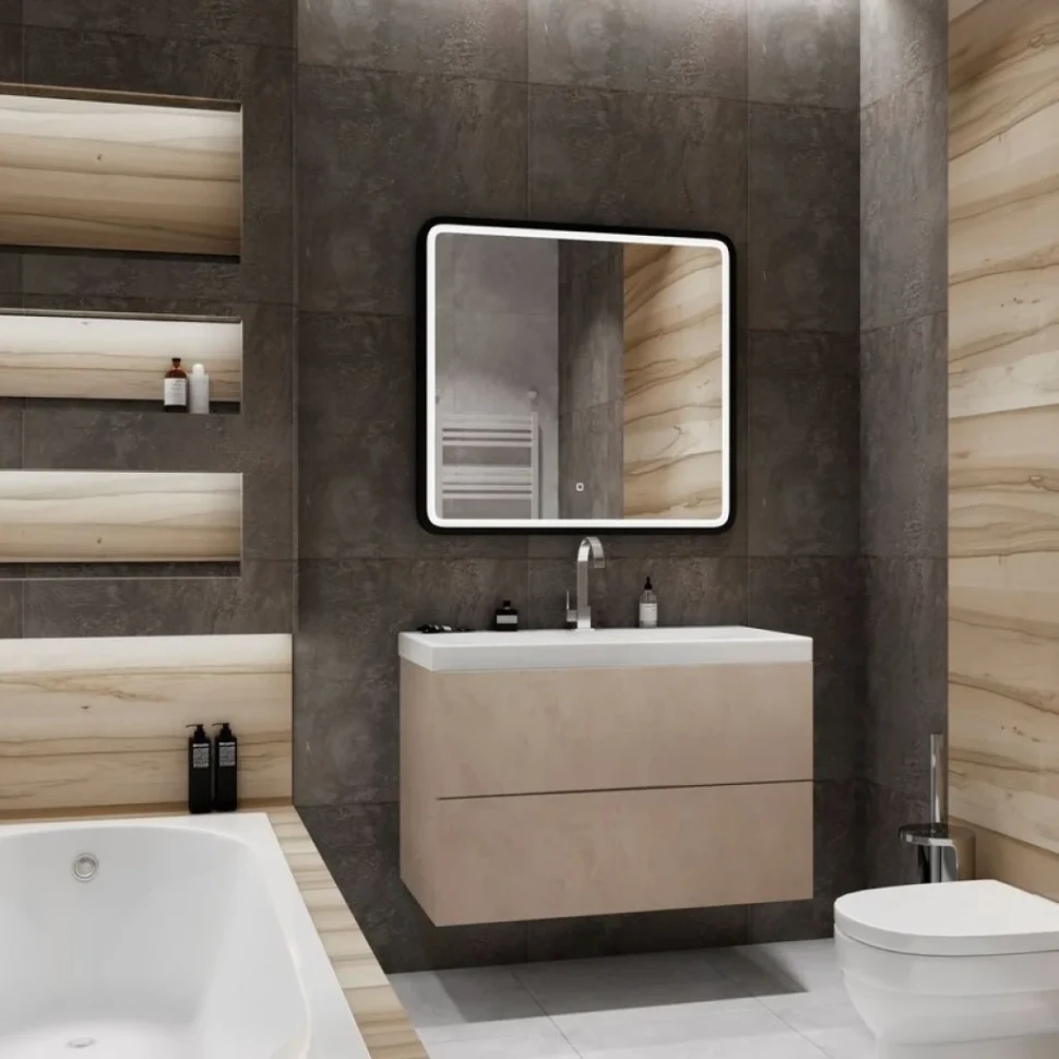 Тумба под раковину Art&Max Verona-Push 90 камень светлый