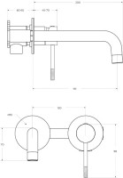 Смеситель для раковины Cezares Relax RELAX-BLI2-1 С ВНУТРЕННЕЙ ЧАСТЬЮ, оружейная сталь