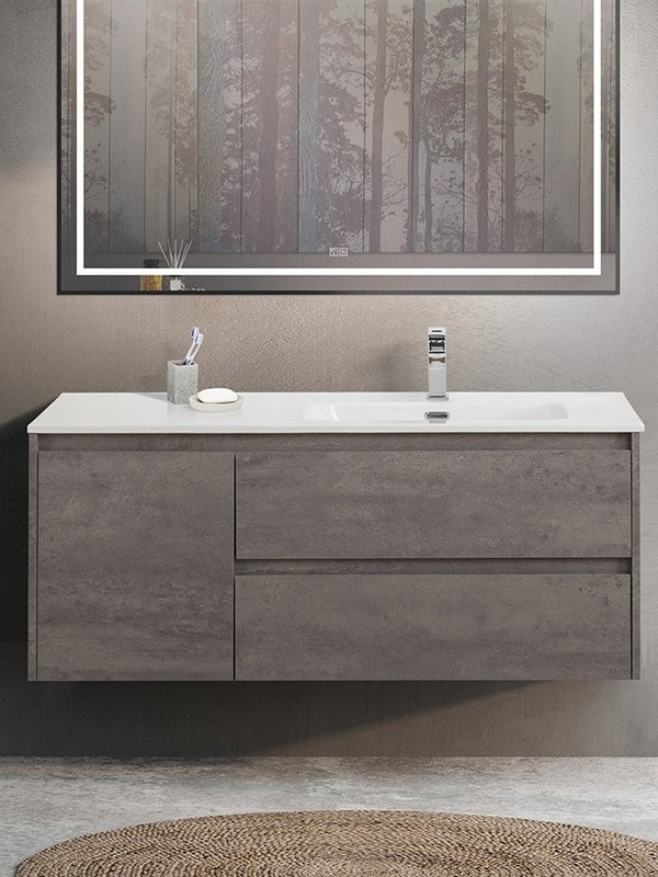 Тумба с раковиной BelBagno Kraft R, 120 2 ящика, дверца, cemento grigio