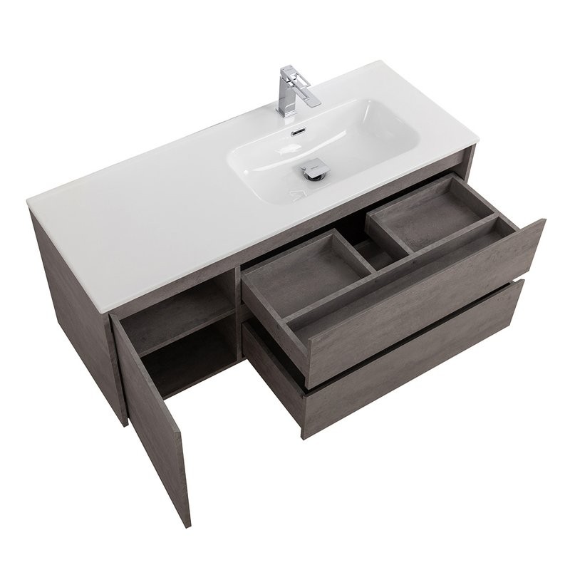 Тумба с раковиной BelBagno Kraft R, 120 2 ящика, дверца, cemento grigio