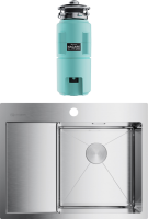 Комплект Мойка Omoikiri Akisame 65-IN-R нержавеющая сталь + Измельчитель Nagare slim 1250-AZ azur blue