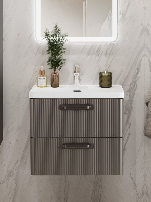 Тумба с раковиной BelBagno Due 50 ручки матовый темный никель, оружейная сталь