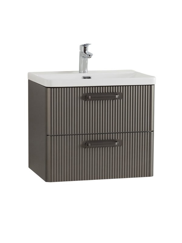 Тумба с раковиной BelBagno Due 50 ручки матовый темный никель, оружейная сталь