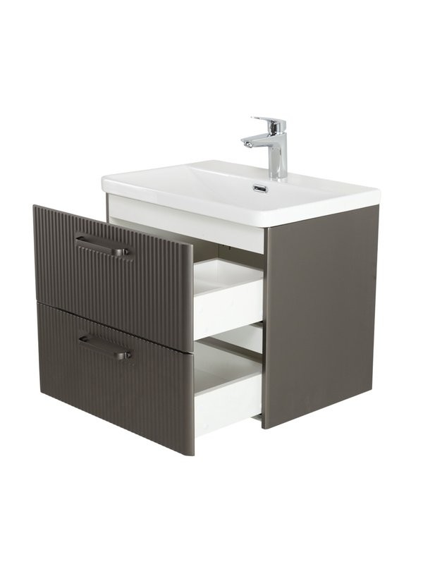 Тумба с раковиной BelBagno Due 50 ручки матовый темный никель, оружейная сталь