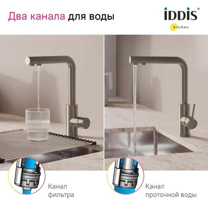 Смеситель для кухни IDDIS Rule RULSTLFi05 сталь