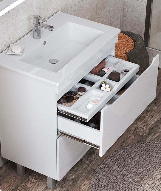 Тумба под раковину Vigo Grani 60 напольная, 2 ящика, белая
