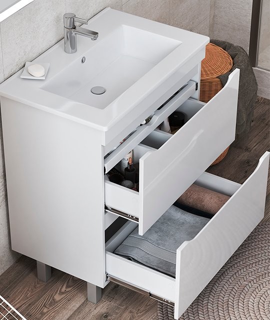 Тумба под раковину Vigo Grani 60 напольная, 2 ящика, белая