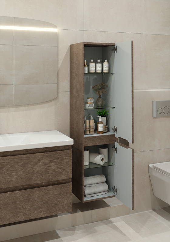 Шкаф-пенал для ванной Caprigo Forte 35 R шоколадный орех