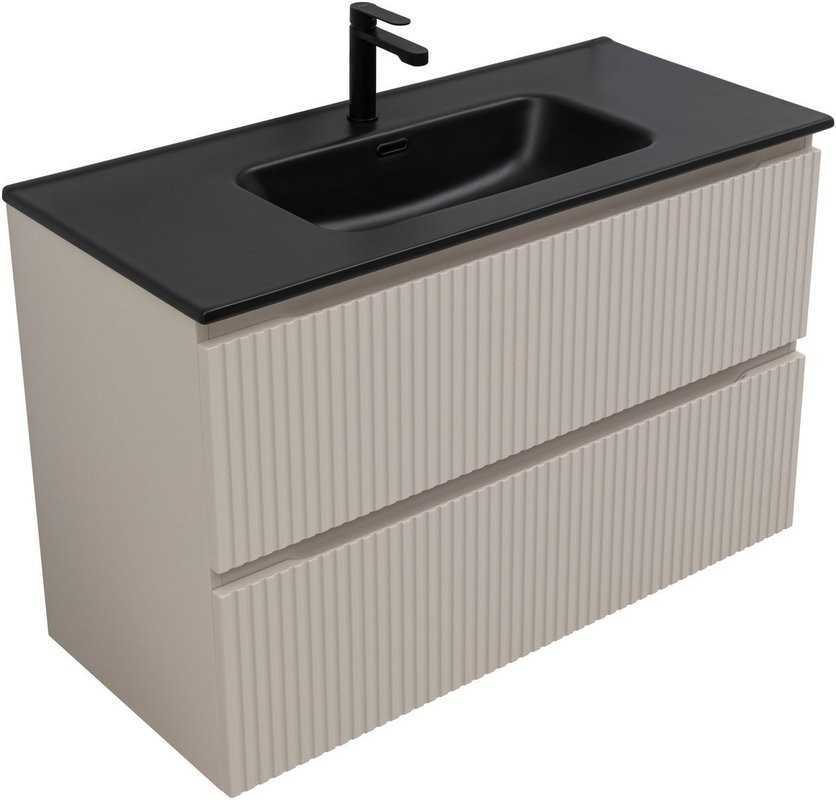 Тумба под раковину без столешницы Aquanet Джейн (Flat) 100 подвесная, бежевая