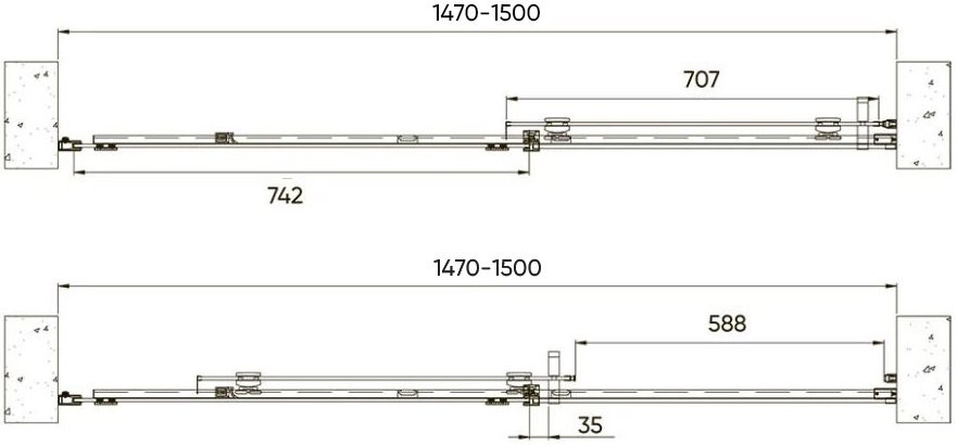 Душевая дверь в нишу Veconi Vianno VN70G-150-01-C4 150 см, профиль брашированное золото