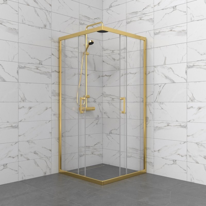 Душевой уголок Triton Фикс Голд Щ0000077240 80x80 см, без поддона, профиль матовое золото