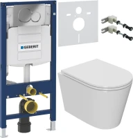 Комплект Унитаз подвесной Bauedge Bau Nimb Hurricane-2 безободковый, с микролифтом, белый + Крепления Geberit Duofix 111.815.00.1 к стене + Звукоизоляция + Инсталляция UP 320 111.300.00.5 + Кнопка Sigma 01 115.770.21.5 хром