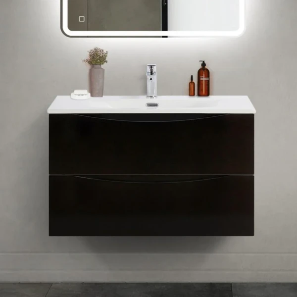 Тумба под раковину BelBagno Marino-cer-mini 80 подвесная, nero lucido