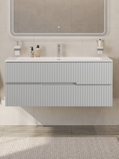 Мебель для ванной комнаты Cezares Duet-n 120 подвесная, 2 ящика, жемчужная серая