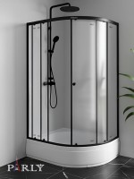 Душевой уголок Parly ZFM1201B L 120х80 см, с поддоном, профиль матовый черный, стекло матовое