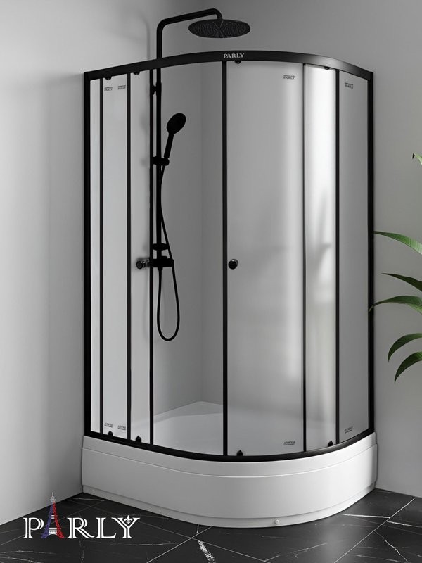 Душевой уголок Parly ZFM1201B L 120х80 см, с поддоном, профиль матовый черный, стекло матовое