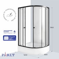 Душевой уголок Parly ZFM1201B L 120х80 см, с поддоном, профиль матовый черный, стекло матовое