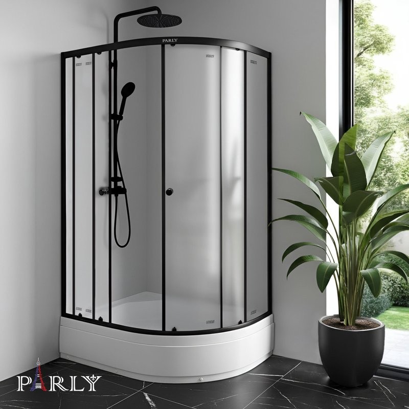 Душевой уголок Parly ZFM1201B L 120х80 см, с поддоном, профиль матовый черный, стекло матовое