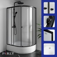 Душевой уголок Parly ZFM1201B L 120х80 см, с поддоном, профиль матовый черный, стекло матовое