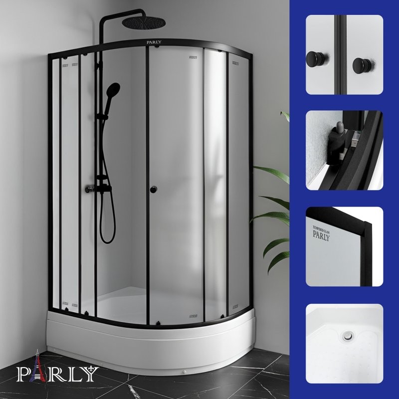 Душевой уголок Parly ZFM1201B L 120х80 см, с поддоном, профиль матовый черный, стекло матовое