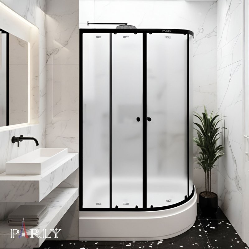 Душевой уголок Parly ZFM1201B L 120х80 см, с поддоном, профиль матовый черный, стекло матовое