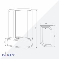 Душевой уголок Parly ZFM1201B L 120х80 см, с поддоном, профиль матовый черный, стекло матовое