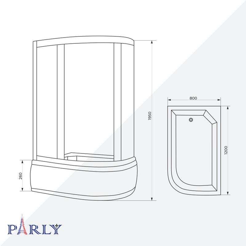 Душевой уголок Parly ZFM1201B L 120х80 см, с поддоном, профиль матовый черный, стекло матовое