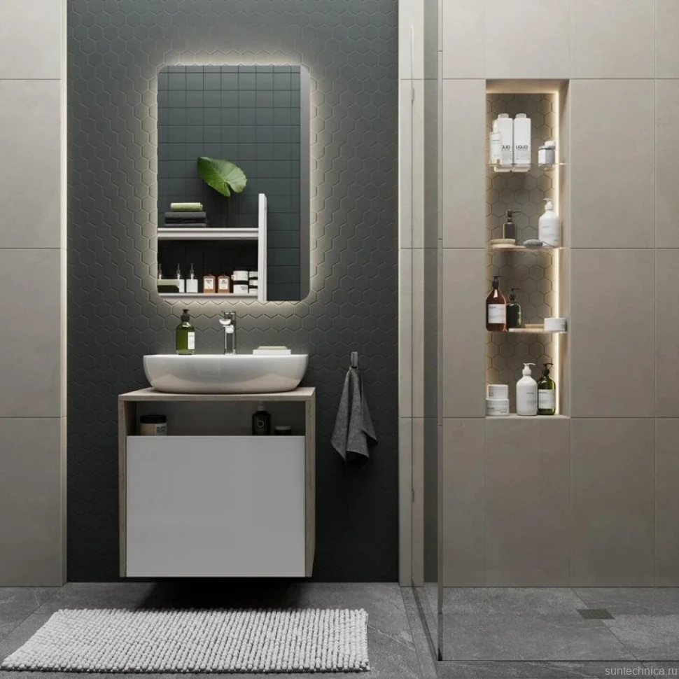 Зеркало KERAMA MARAZZI Pro 55 белое, с подсветкой