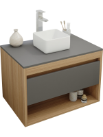Тумба с раковиной Teymi Ritta 75 дуб эврика, матовый графит, раковина Helmi Mini 24